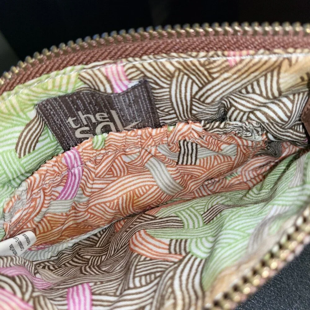 The Sak Wristlet Leather Bag Patchwork Striped Boho Wallet Retro